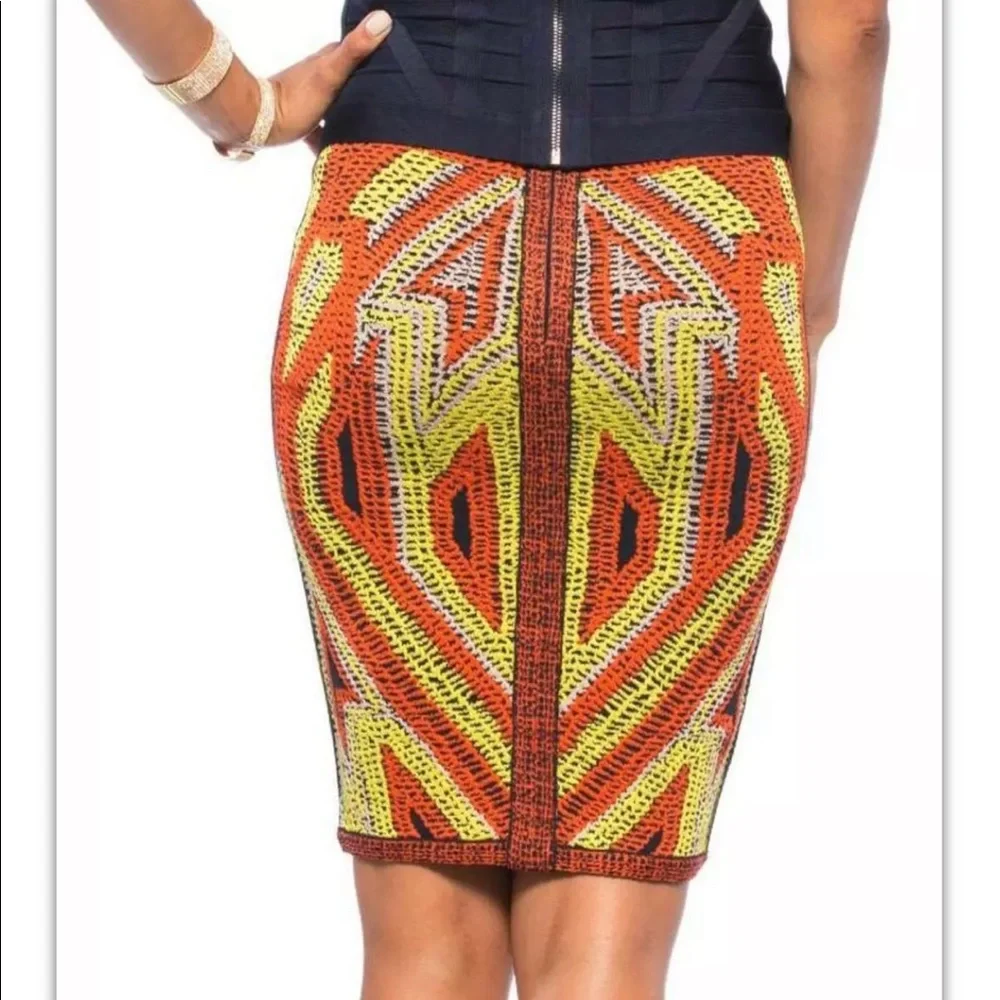 HERVE LEGER OLA JACQUARD SKIRT - M  PRINTED - Picture 2 of 9